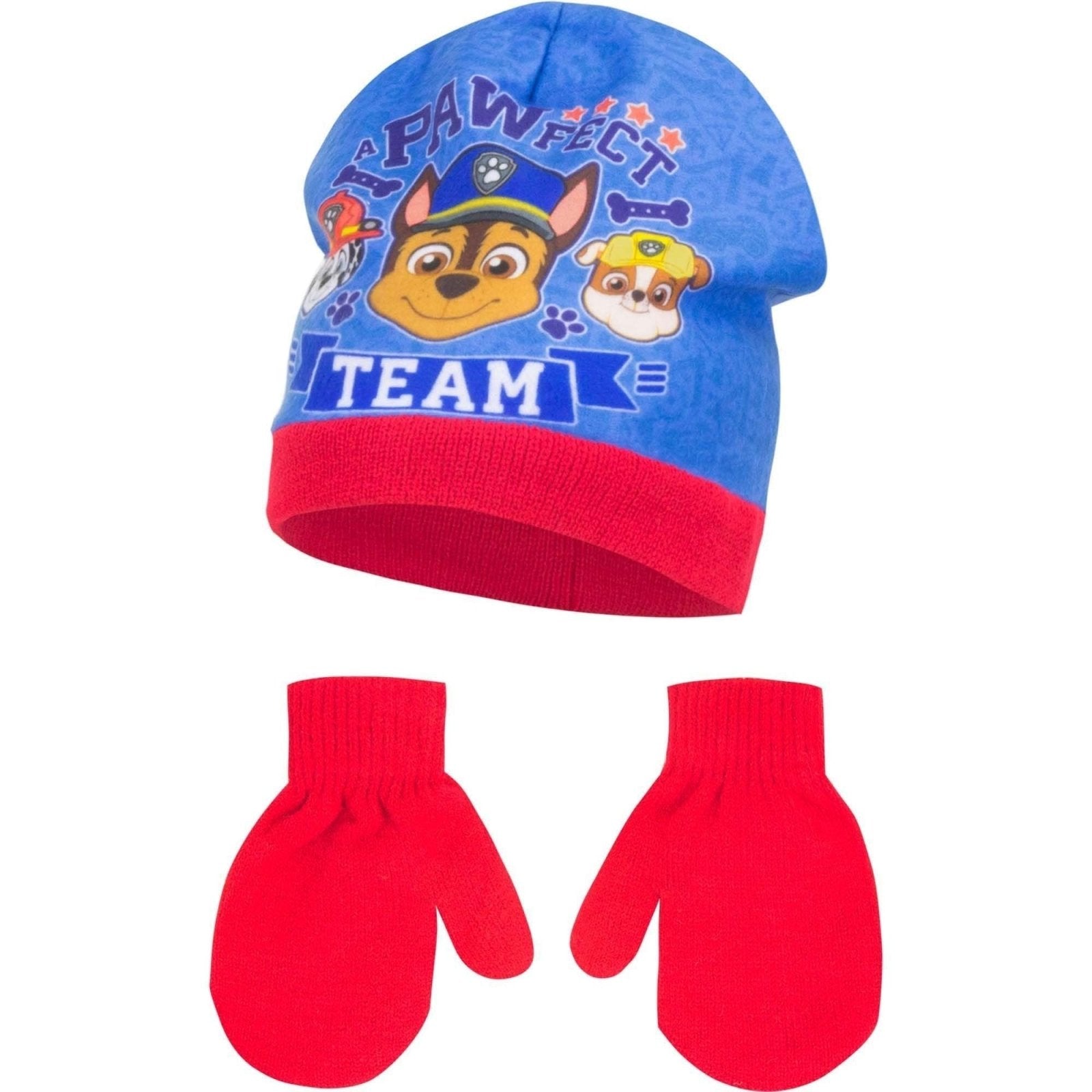 48 cm Paw Patrol Vintersæt Med Hue og Vanter Fleece - Rød - HjemTek