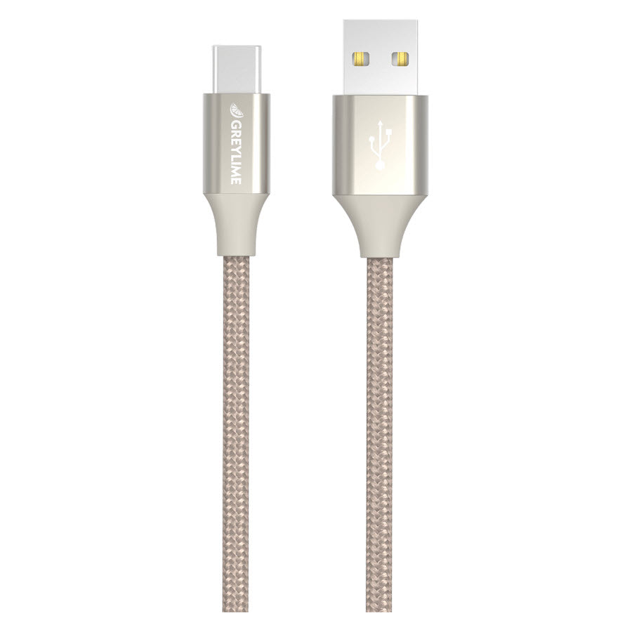 GreyLime Braided USB-A til USB-C Kabel Beige 1 m -  fra GreyLime - nu kun 99 kr. Hos HjemTek 