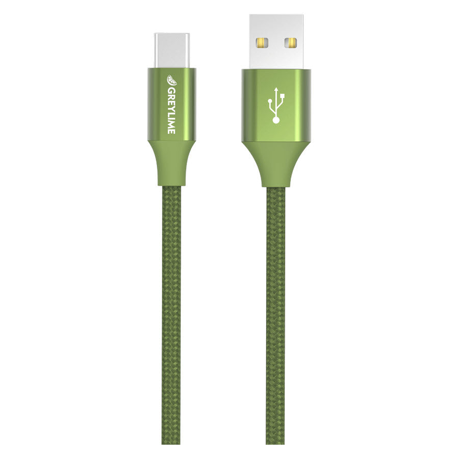 GreyLime Braided USB-A til USB-C Kabel Grøn 1 m -  fra GreyLime - nu kun 99 kr. Hos HjemTek 