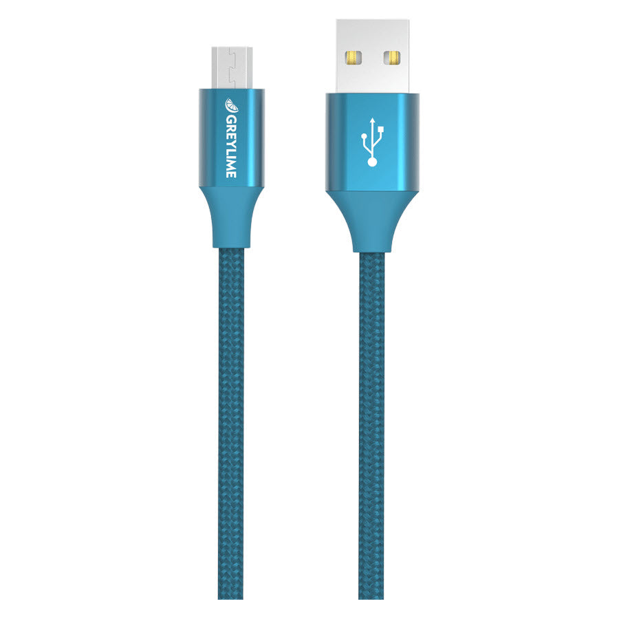 GreyLime Braided USB-A til Micro USB Kabel Blå 1 m -  fra GreyLime - nu kun 89 kr. Hos HjemTek 