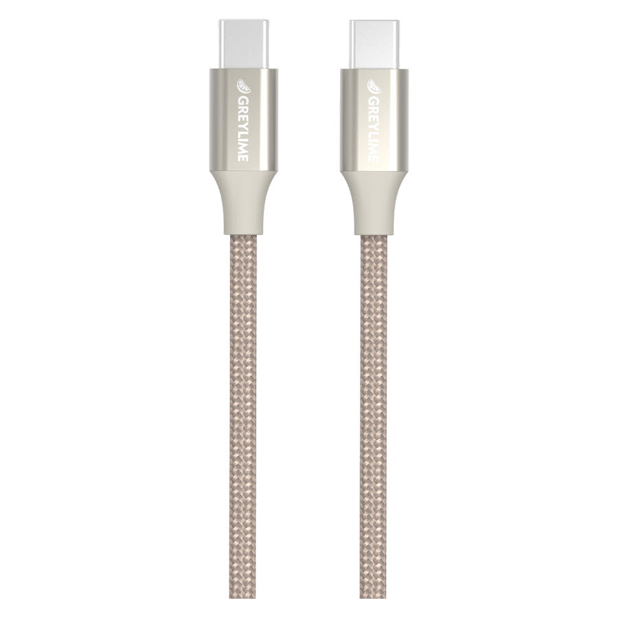 GreyLime Braided USB-C til USB-C Kabel Beige 1 m -  fra GreyLime - nu kun 99 kr. Hos HjemTek 